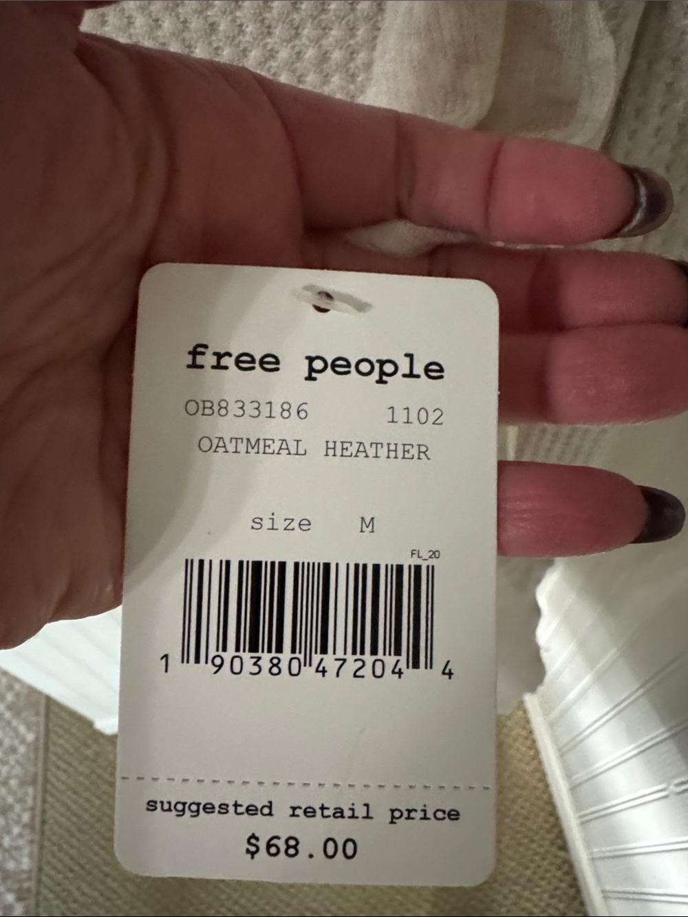 We The Free Ivory Waffle Knit V-Neck Top Oatmeal Heather NWT - Picture 3 of 7